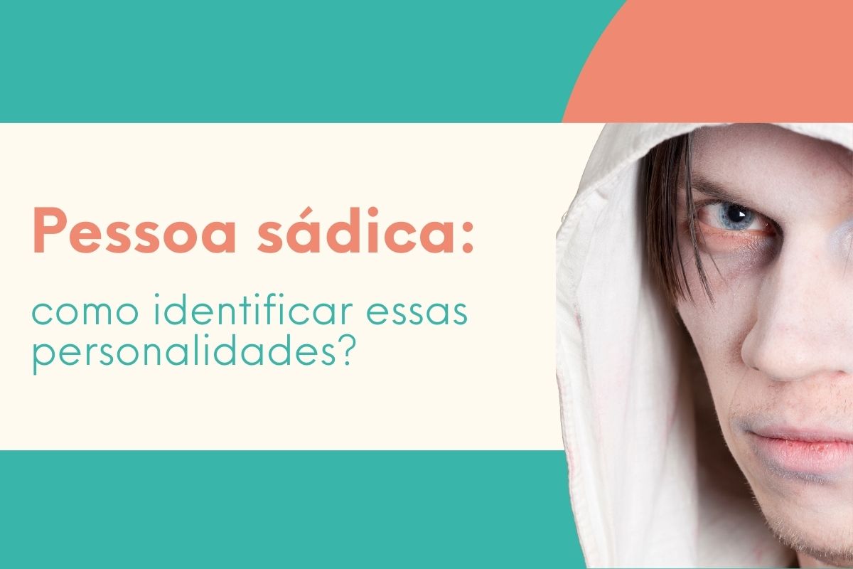 Rosto de pessoa com expressão intensa ao lado do texto sobre como identificar personalidade sádica.