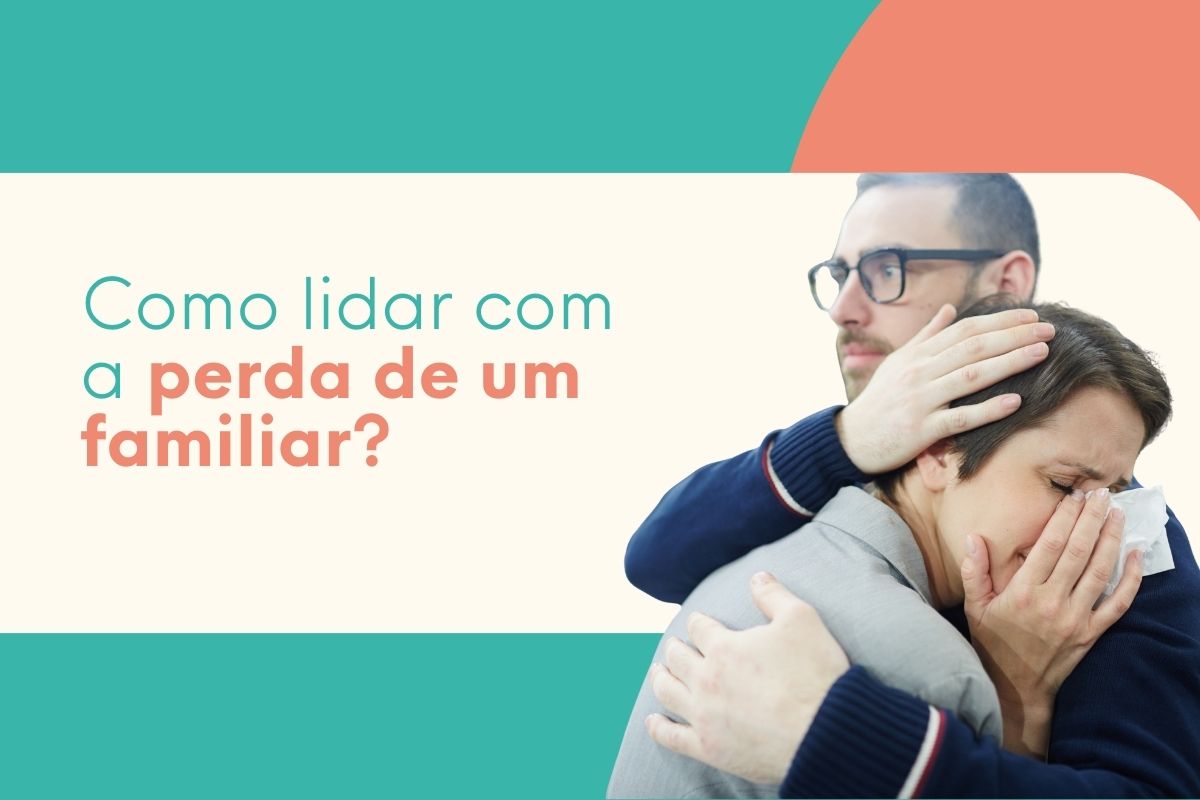 Homem abraçando mulher que chora com lenço no rosto, representando luto e dor pela perda de um familiar.