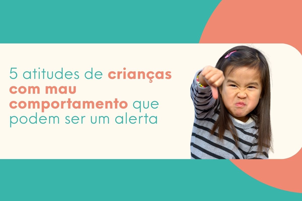 Criança fazendo expressão de raiva e gesto negativo representando mau comportamento infantil