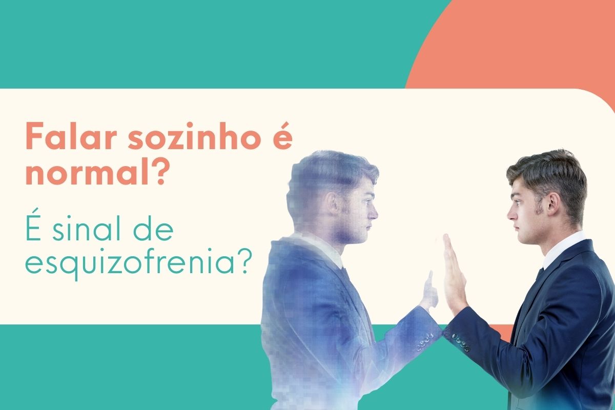 Homem olhando para sua própria imagem refletida, simbolizando diálogo interno, falar sozinho e questionamentos sobre saúde mental.
