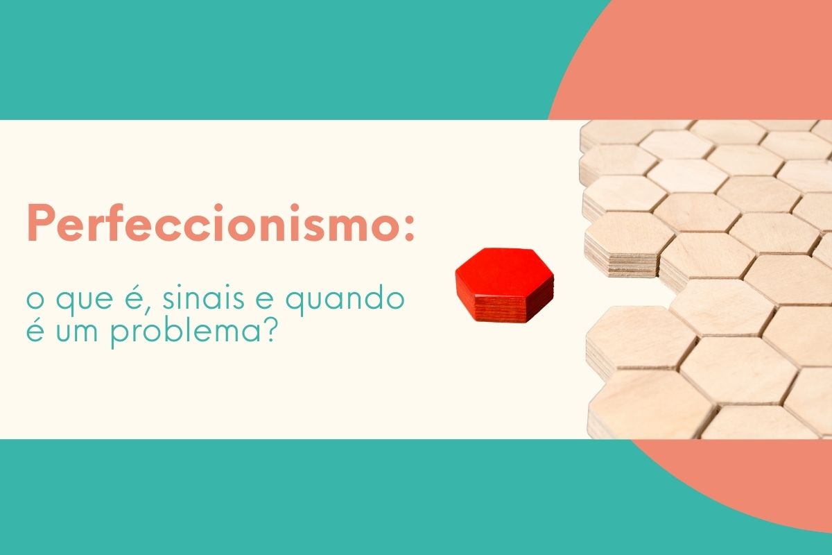 Blocos hexagonais com peça vermelha destacada representando perfeccionismo e busca por controle