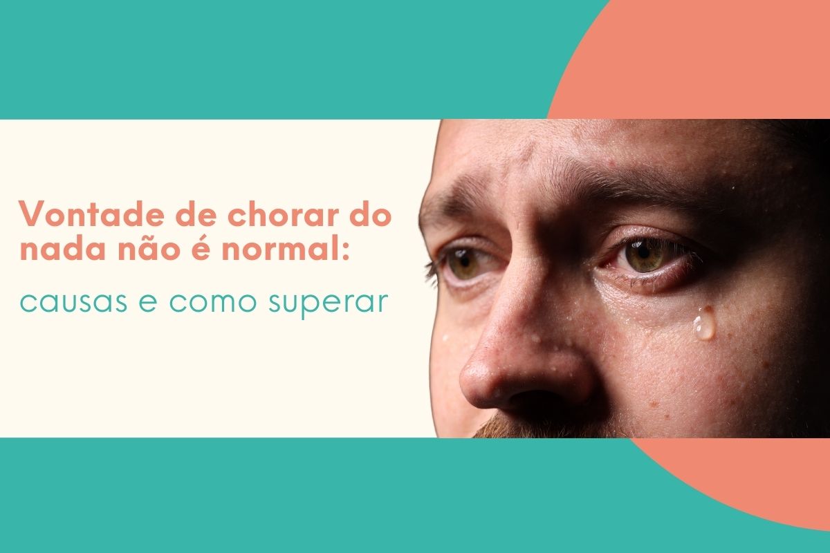 Homem com lágrima no rosto representando vontade de chorar sem motivo aparente