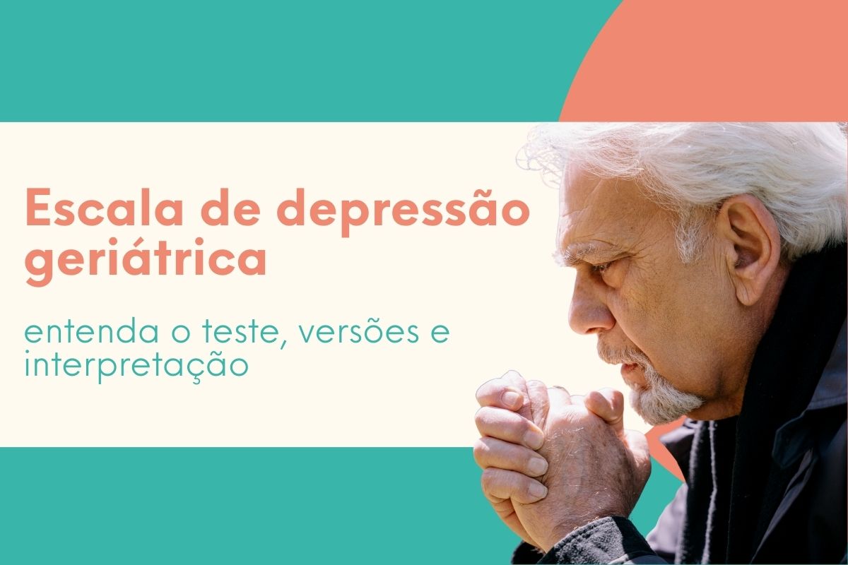 Idoso pensativo com as mãos entrelaçadas, representando avaliação da depressão geriátrica e aplicação da escala de depressão em idosos.