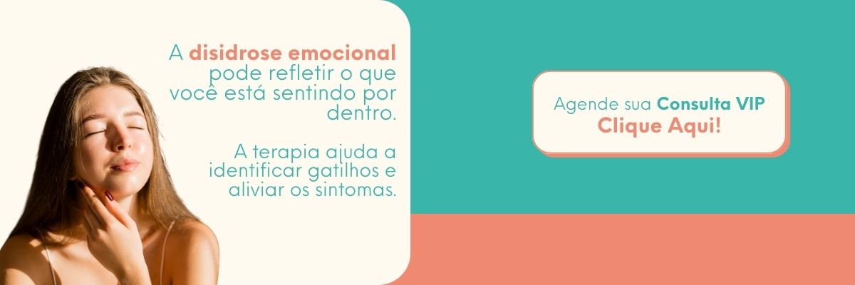 whatsapp Mulher com olhos fechados tocando o pescoço, representando disidrose emocional e a relação entre emoções e sintomas na pele