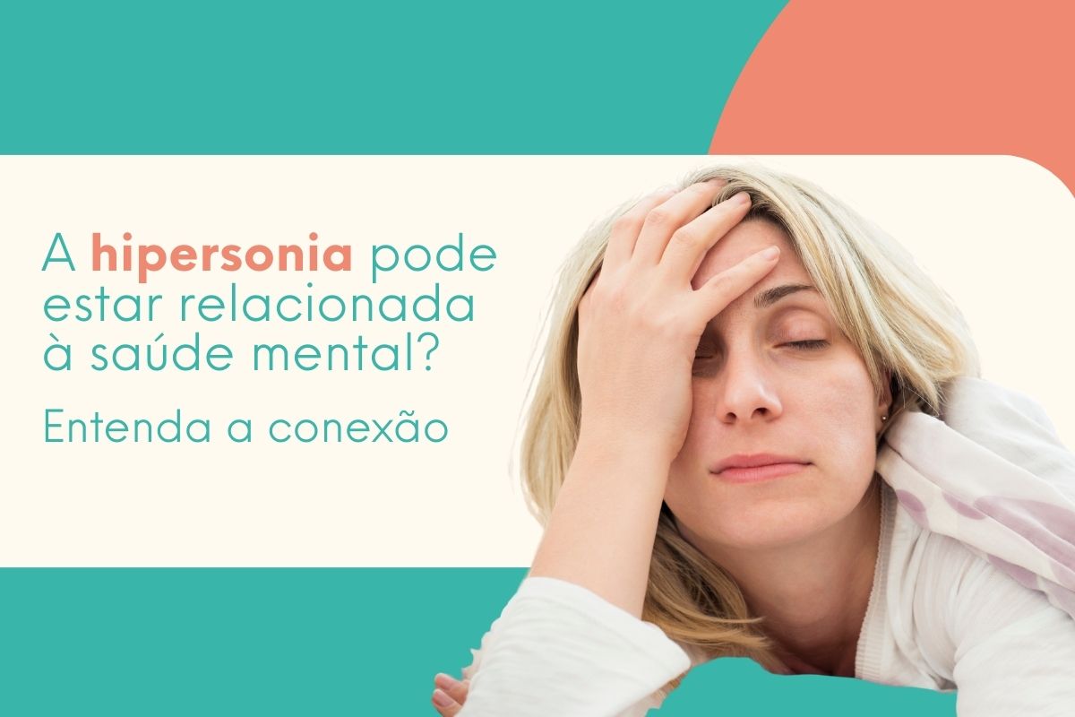 Mulher deitada com a mão na cabeça demonstrando cansaço excessivo, ilustrando a relação entre hipersonia e saúde mental