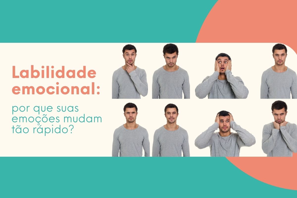 labilidade emocional Sequência de expressões faciais masculinas representando labilidade emocional e mudanças rápidas de humor