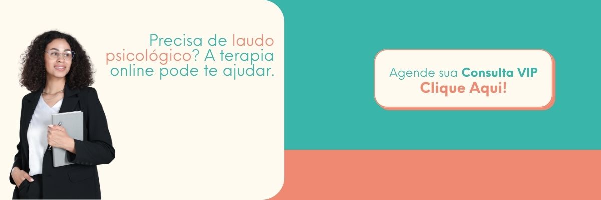 whatsapp Mulher psicóloga segurando tablet com mensagem sobre laudo psicológico e convite para consulta online