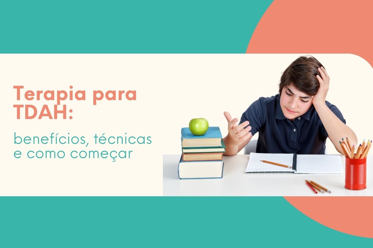 Menino com dificuldade de concentração estudando, representando terapia para TDAH e estratégias de aprendizado