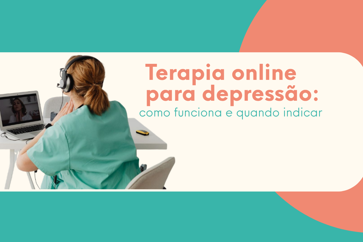 psicóloga realizando terapia online para depressão com sua paciente.