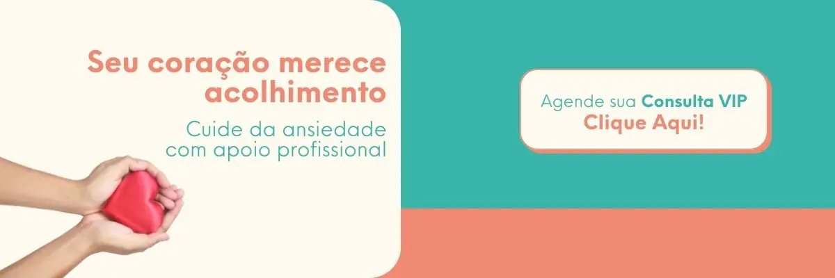 whatsapp Banner sobre ansiedade com mãos segurando um coração vermelho e chamada para agendamento de consulta profissional