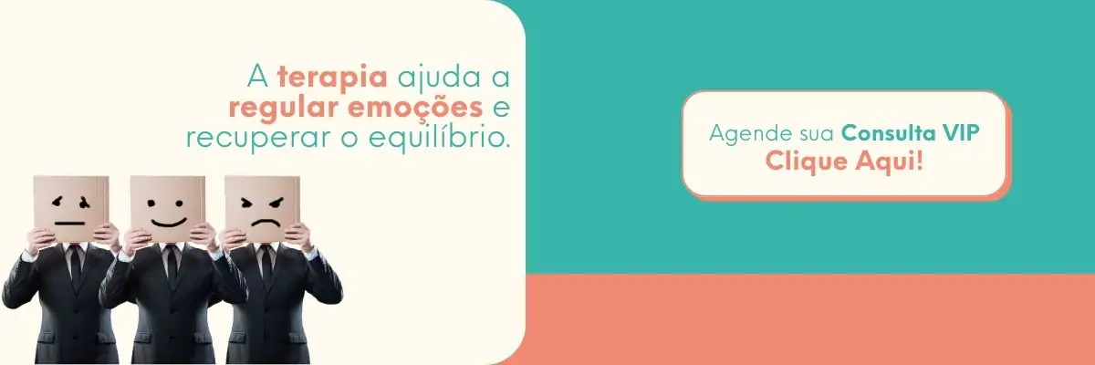 whatsapp Banner sobre labilidade emocional mostrando pessoas com máscaras de emoções diferentes e chamada para terapia
